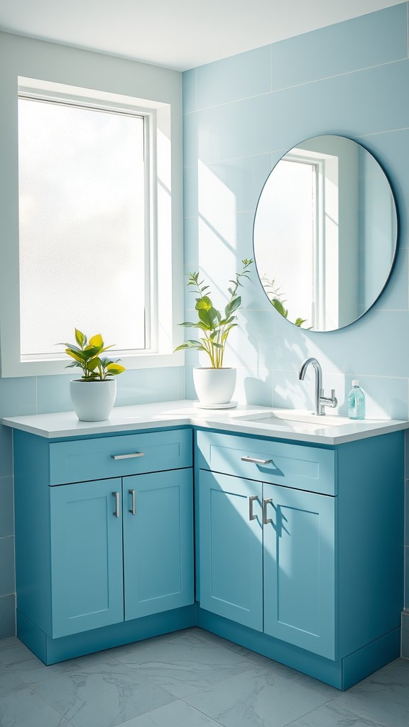 Sky-Blue Vanity for a Fresh Look