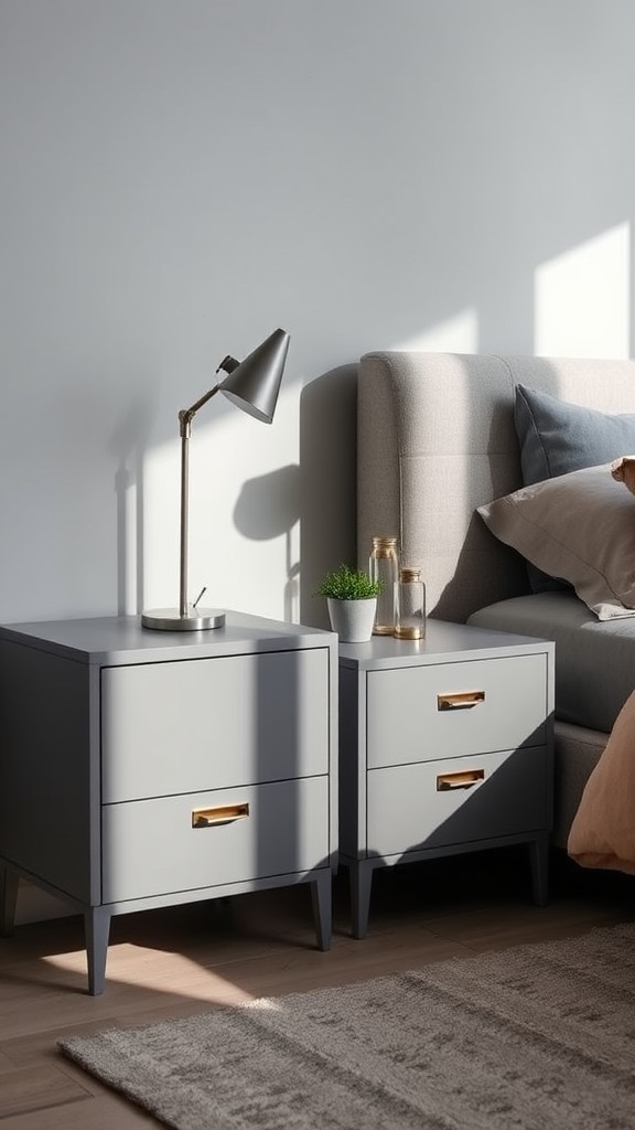 Sleek Grey Nightstands with Contemporary Design