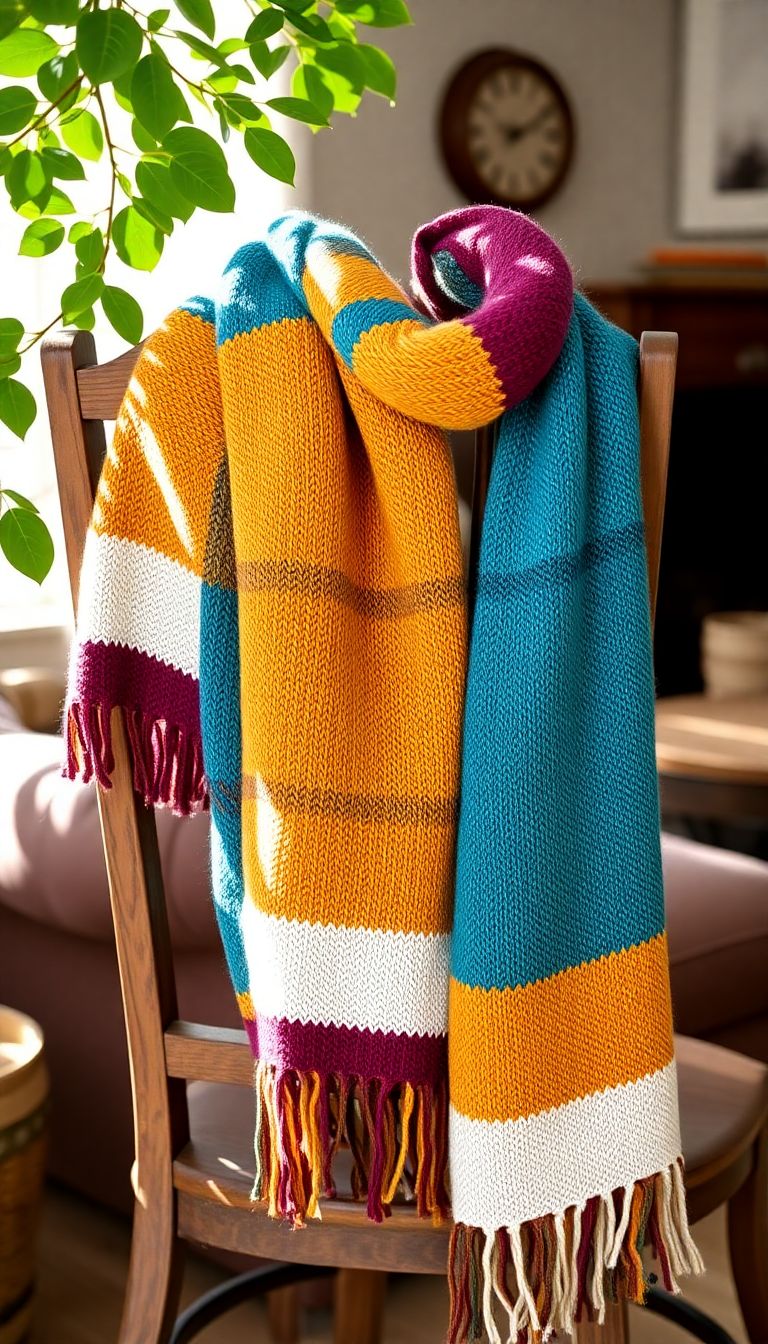 Striped Color Block Scarf