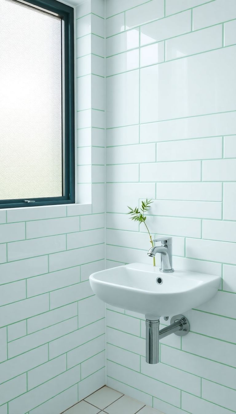 Subway Tiles with Green Grout