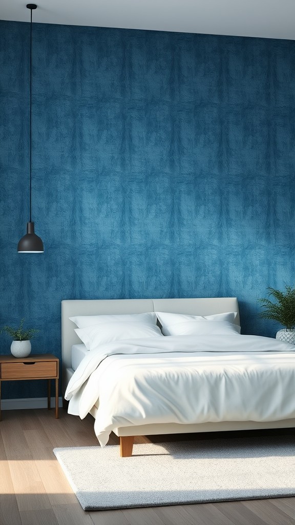 Textured Blue Wallpaper for Added Dimension