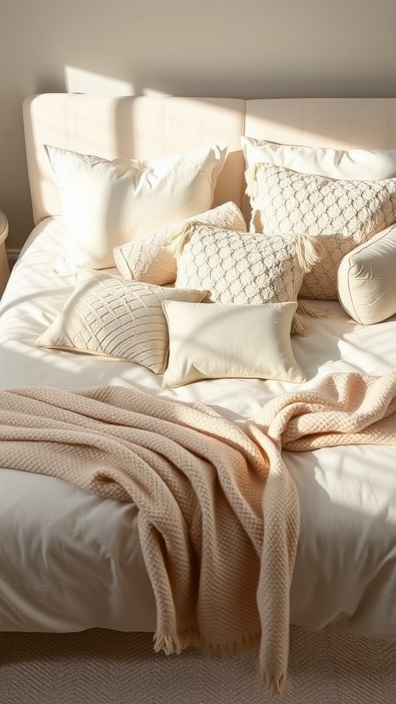 Textured Cream Throw Pillows