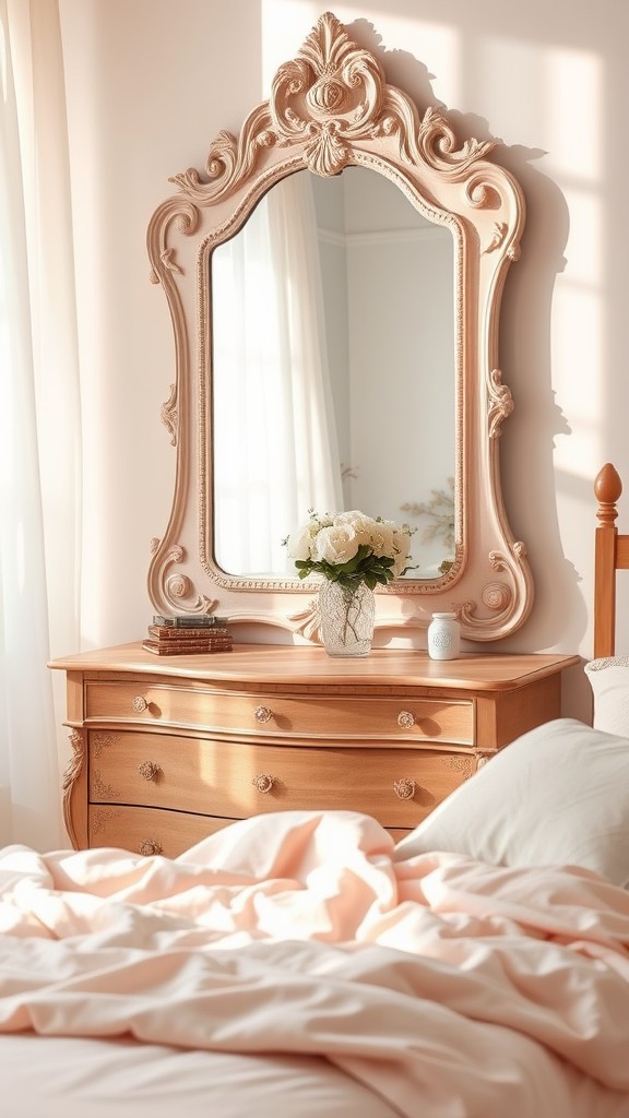 Vintage Mirror with Dusty Pink Frame