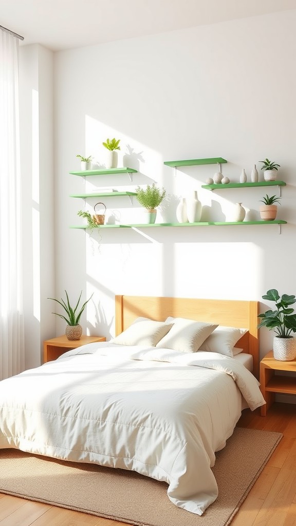 Wall-mounted Green Shelves