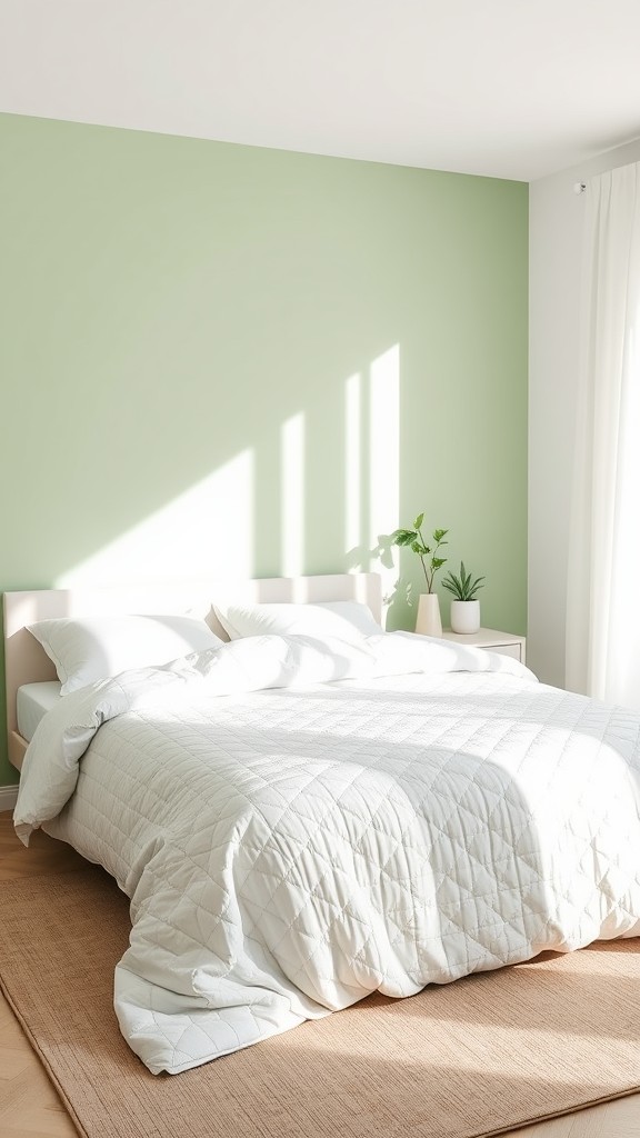 White and Green Quilted Bedspread