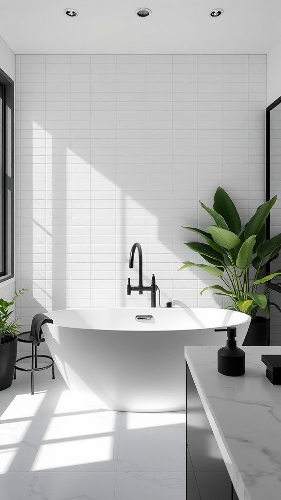 White Bathtubs with Black Accents