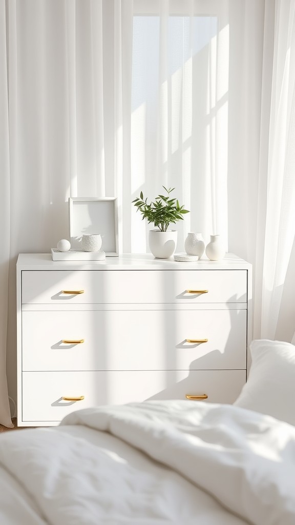 White Dresser with Gold Accents