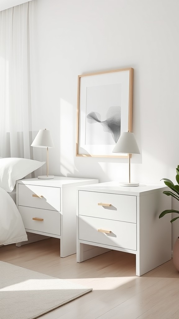 White Nightstands with Storage