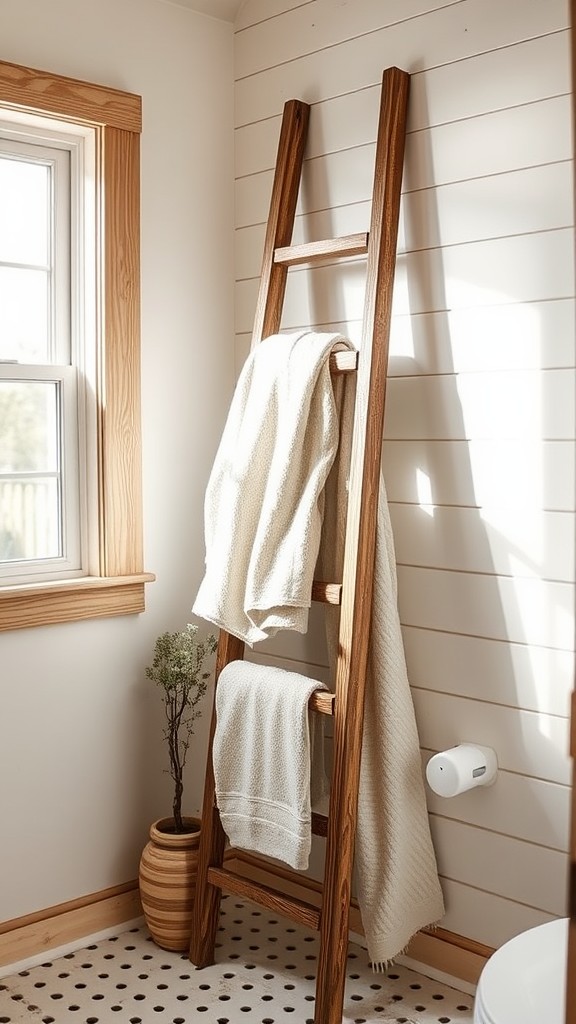 Wooden Ladder Towel Rack