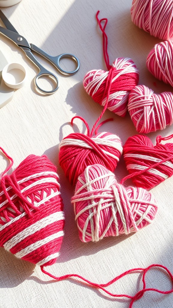 Yarn-Wrapped Hearts