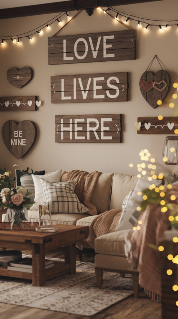 Rustic Wooden Signs with Love Themes