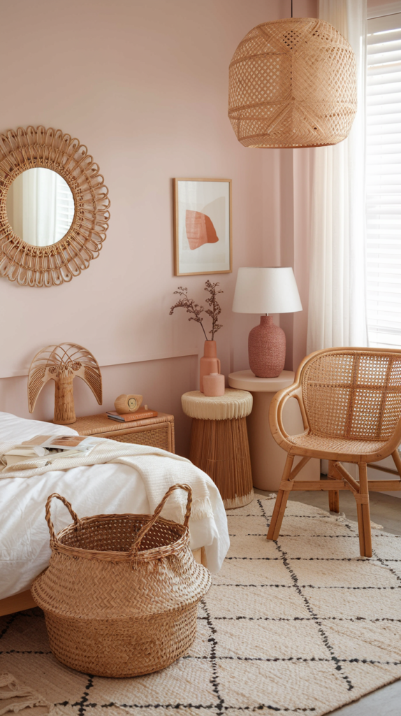 Utilize Rattan or Wicker Accents