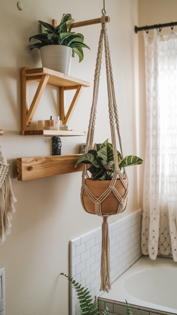 Wooden Shelves with Plants