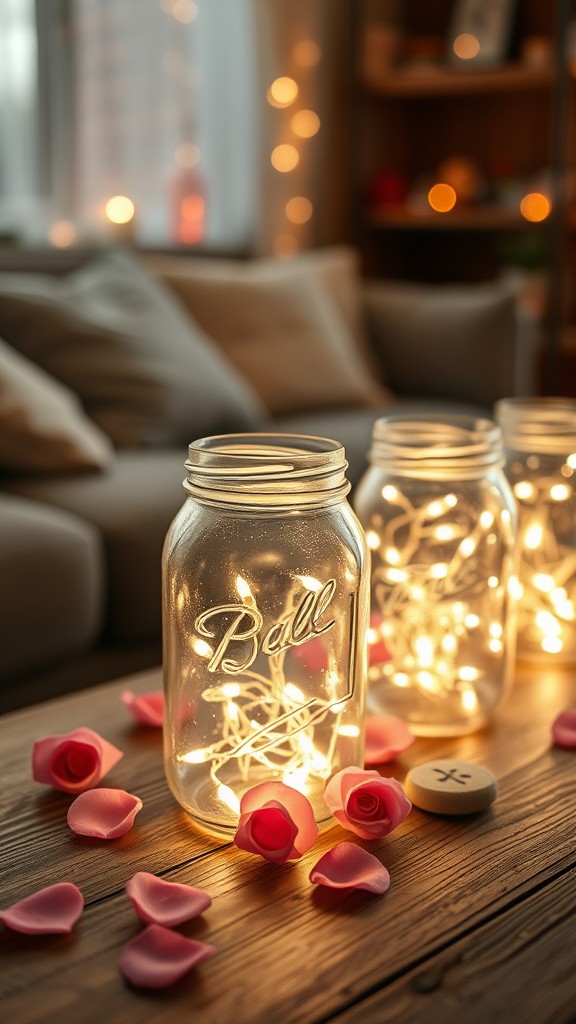 Decorative Mason Jars with Fairy Lights