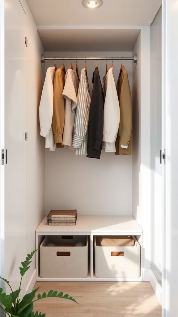 Hidden Storage Under Hanging Clothes