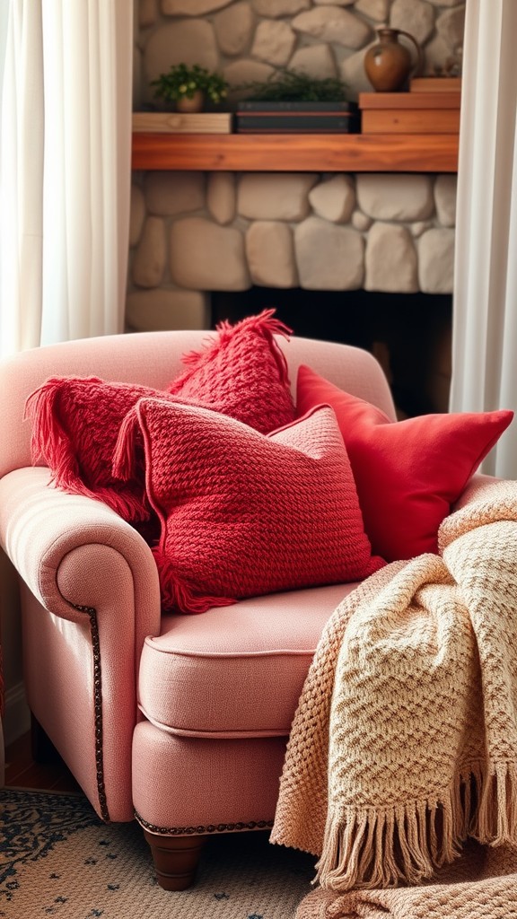 Soft Throw Pillows in Red and Pink Tones