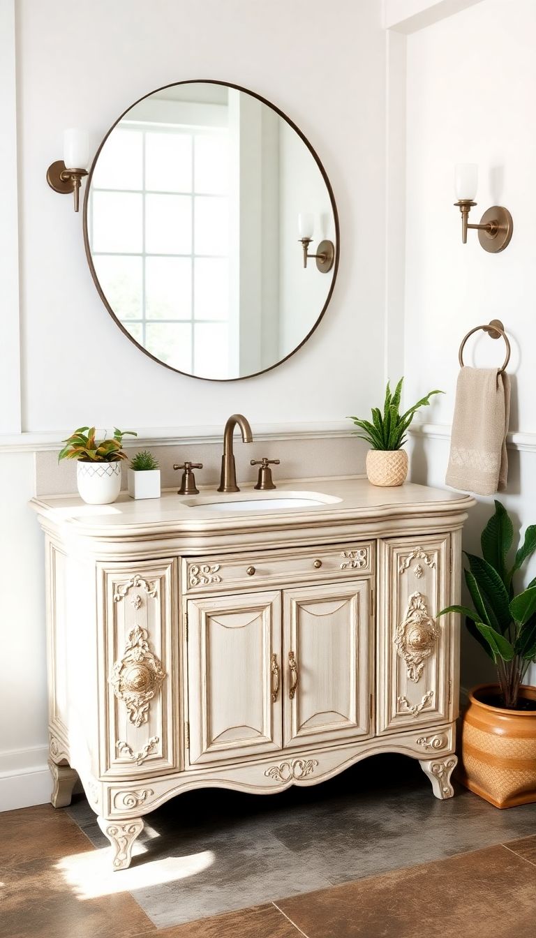 Vintage-Style Vanity with Modern Fixtures