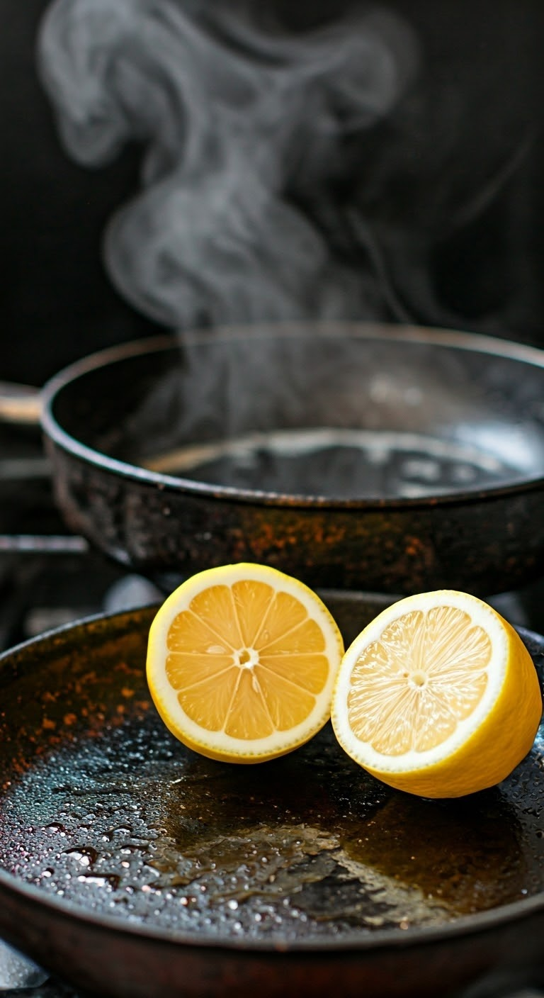 Using lemon to clean burnt pan