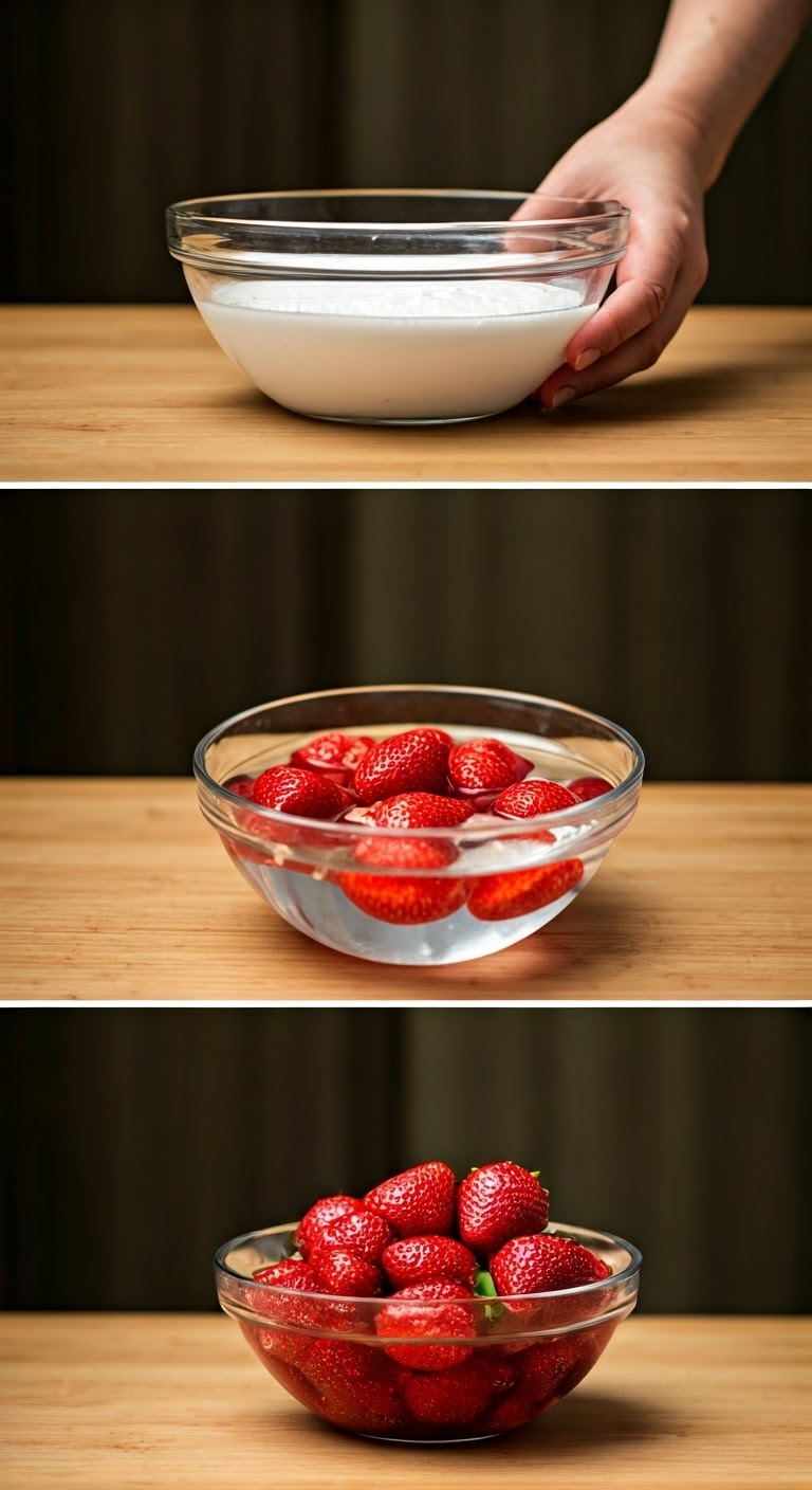 Cleaning strawberries step-by-step