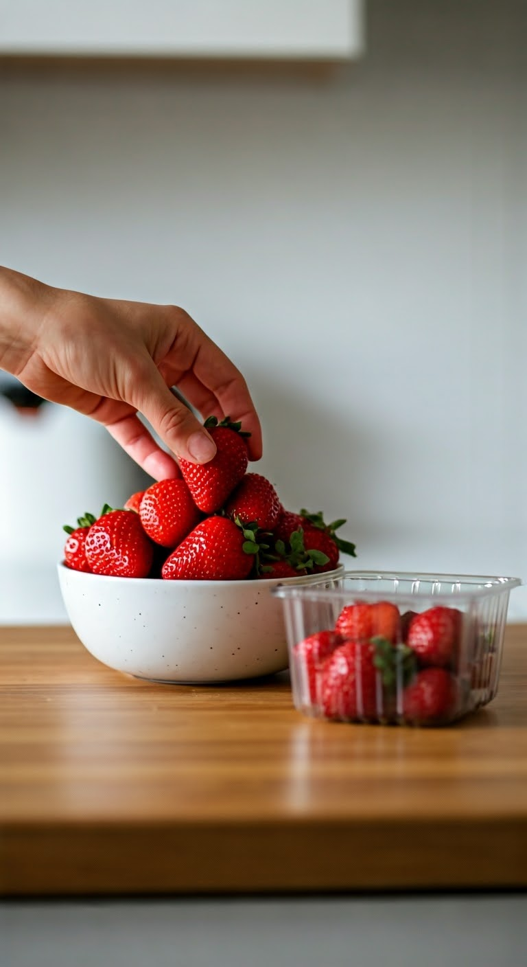 Clean strawberries ready for storage