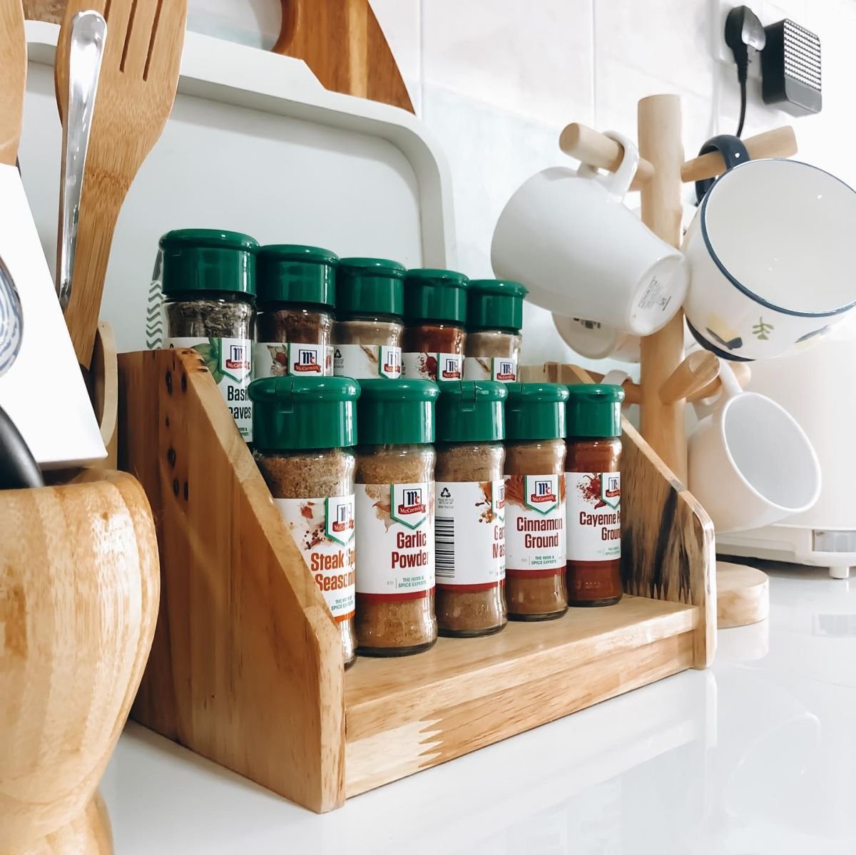 Charming Mini Wooden Spice Rack Solution