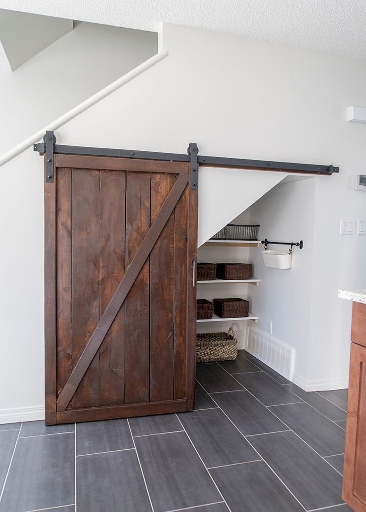 Chic Sliding Barn Door Pantry Design