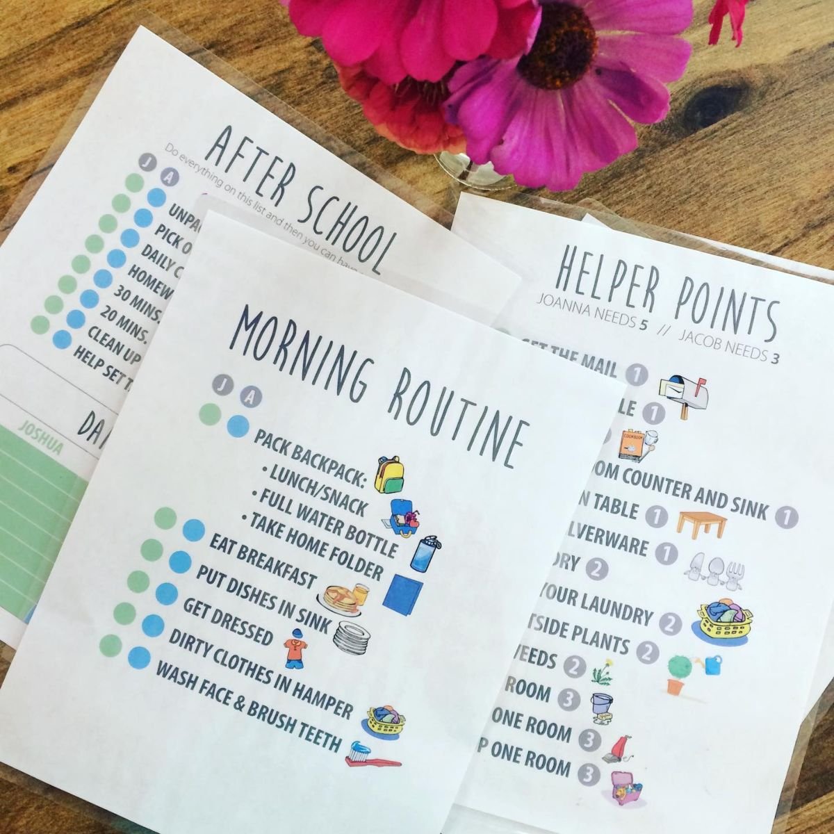 Colorful Chore Charts for Kids' Organization