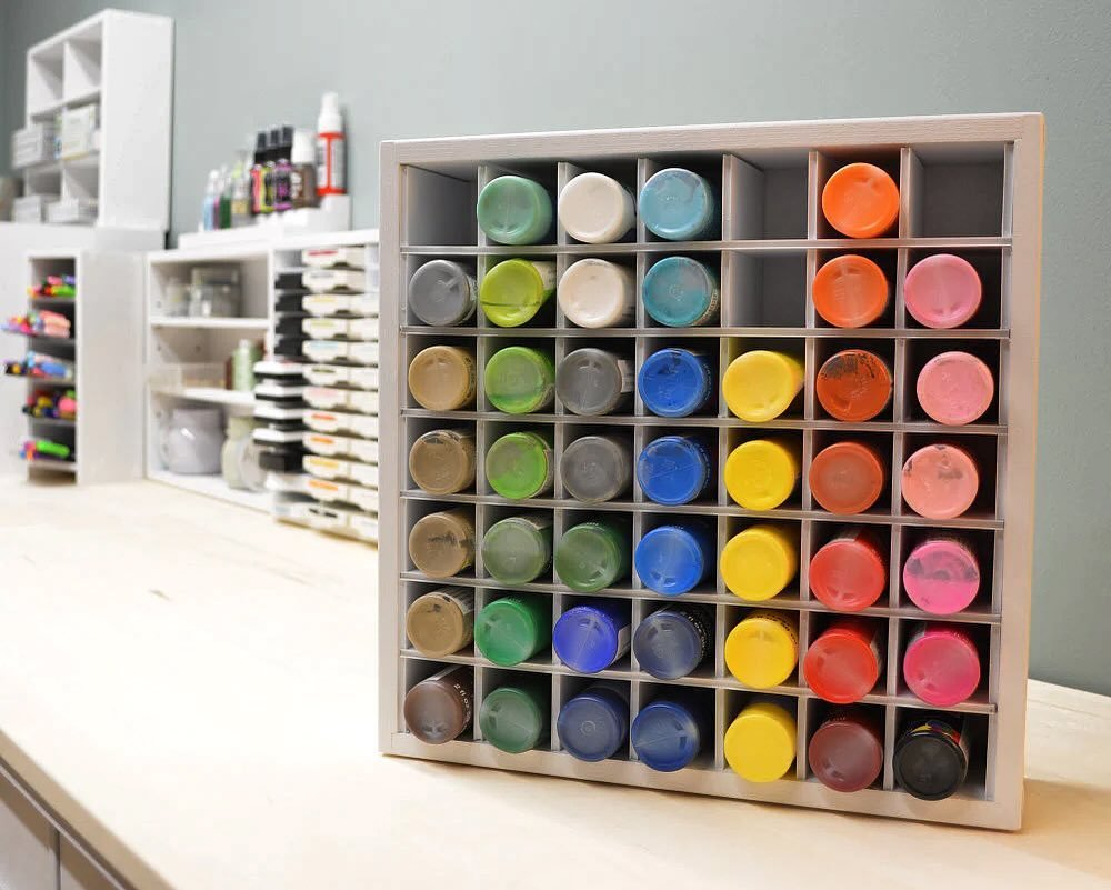 Colorful Cubbies for Paint Storage