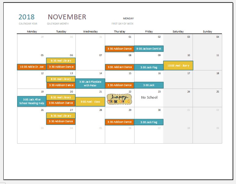 Create a Colorful Family Activity Calendar