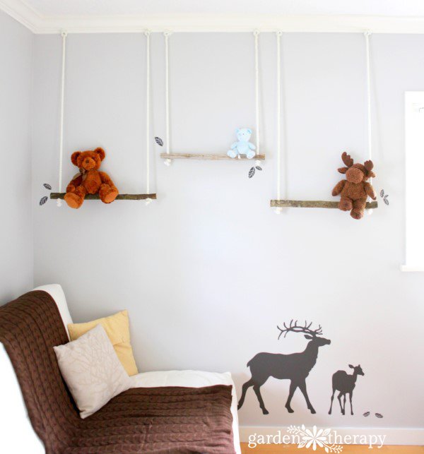 Create Charming Branch Swing Shelves