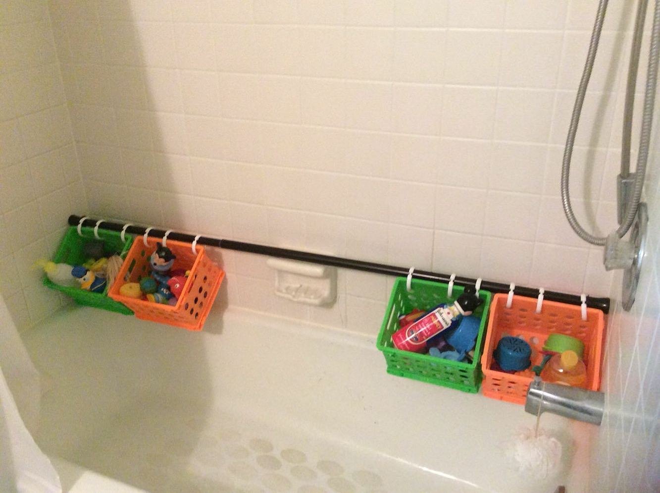 Creative Bath Toy Storage with Tension Rod