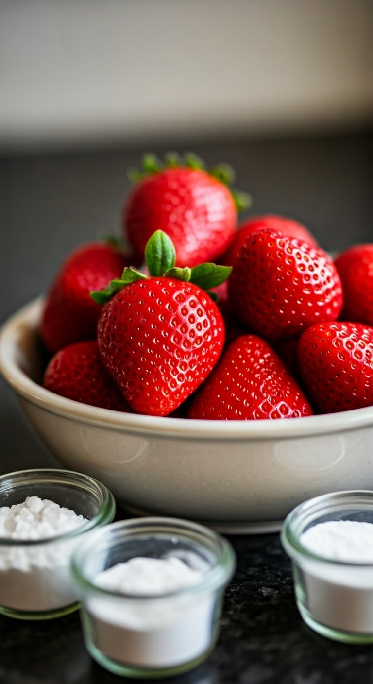 Fresh strawberries with baking soda