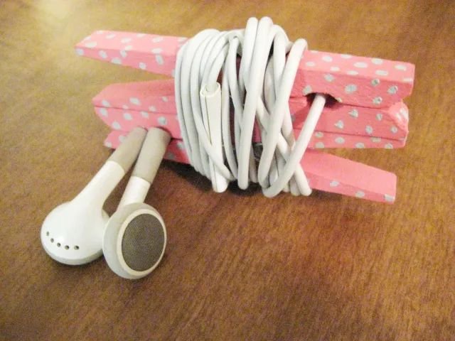 DIY Headphone Organizer Using Clothespins