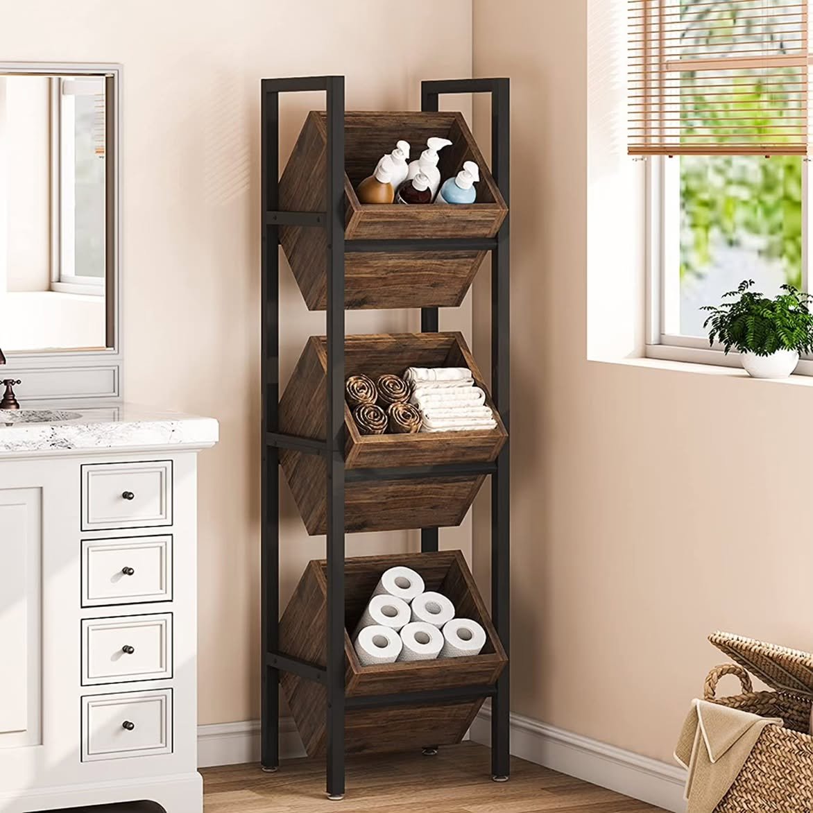 Maximize Bathroom Space with Tall Baskets