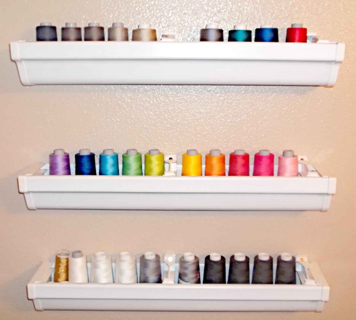 Organize Threads with Rain Gutter Shelves