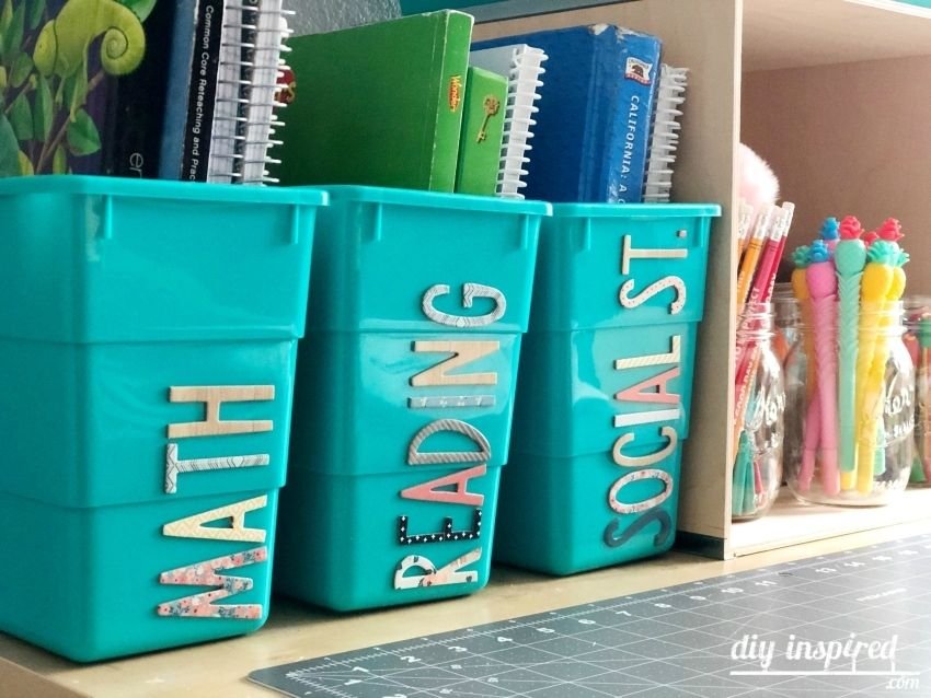 Organize with Colorful Book Bins