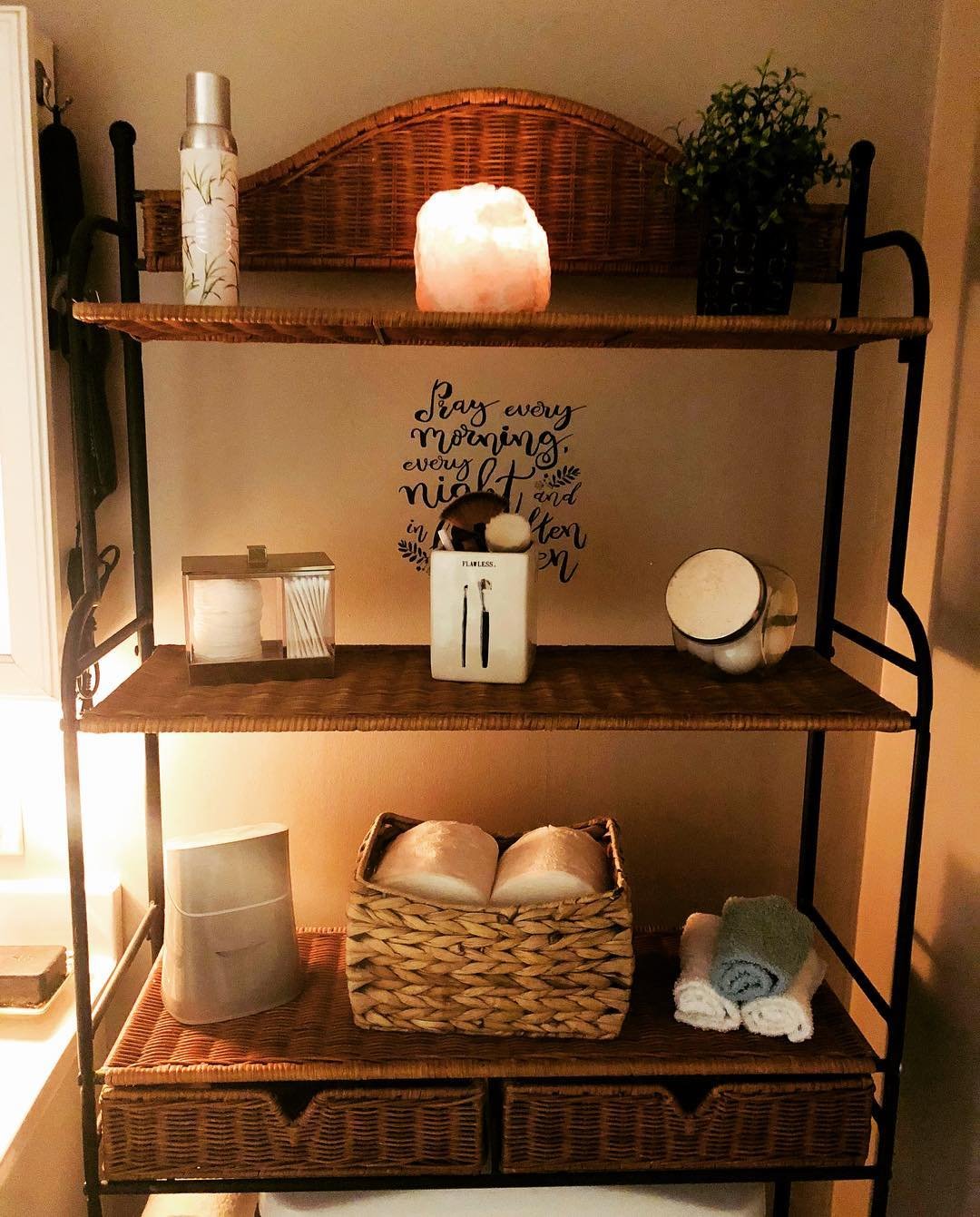 Stylish Rattan Shelves for Bathroom Storage