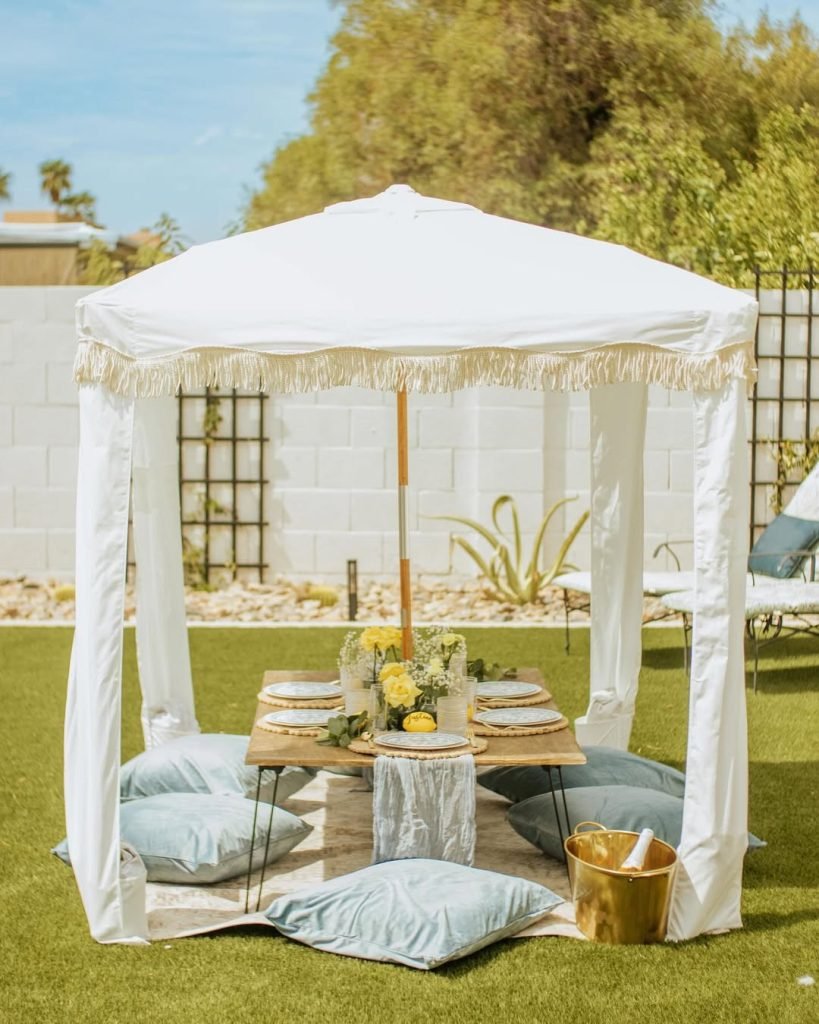 Elegant Gazebo Dining Setup