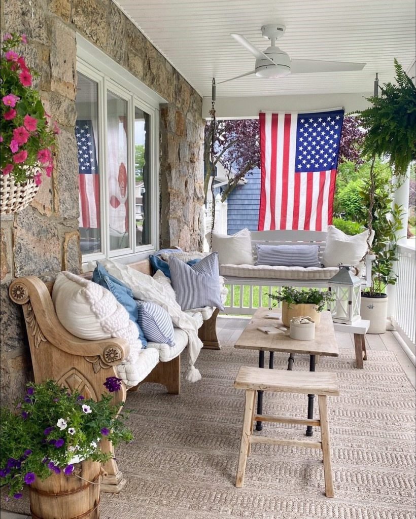 Patriotic Stone Porch Decor