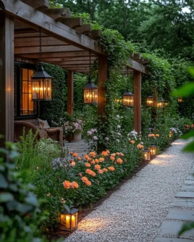 Rose-Laden Pergola Pathway