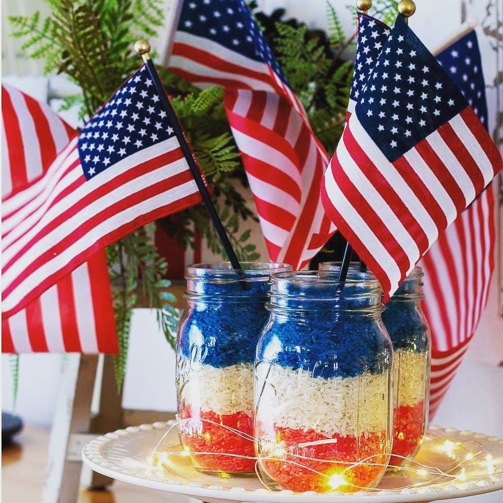 Patriotic Dyed Rice Decor