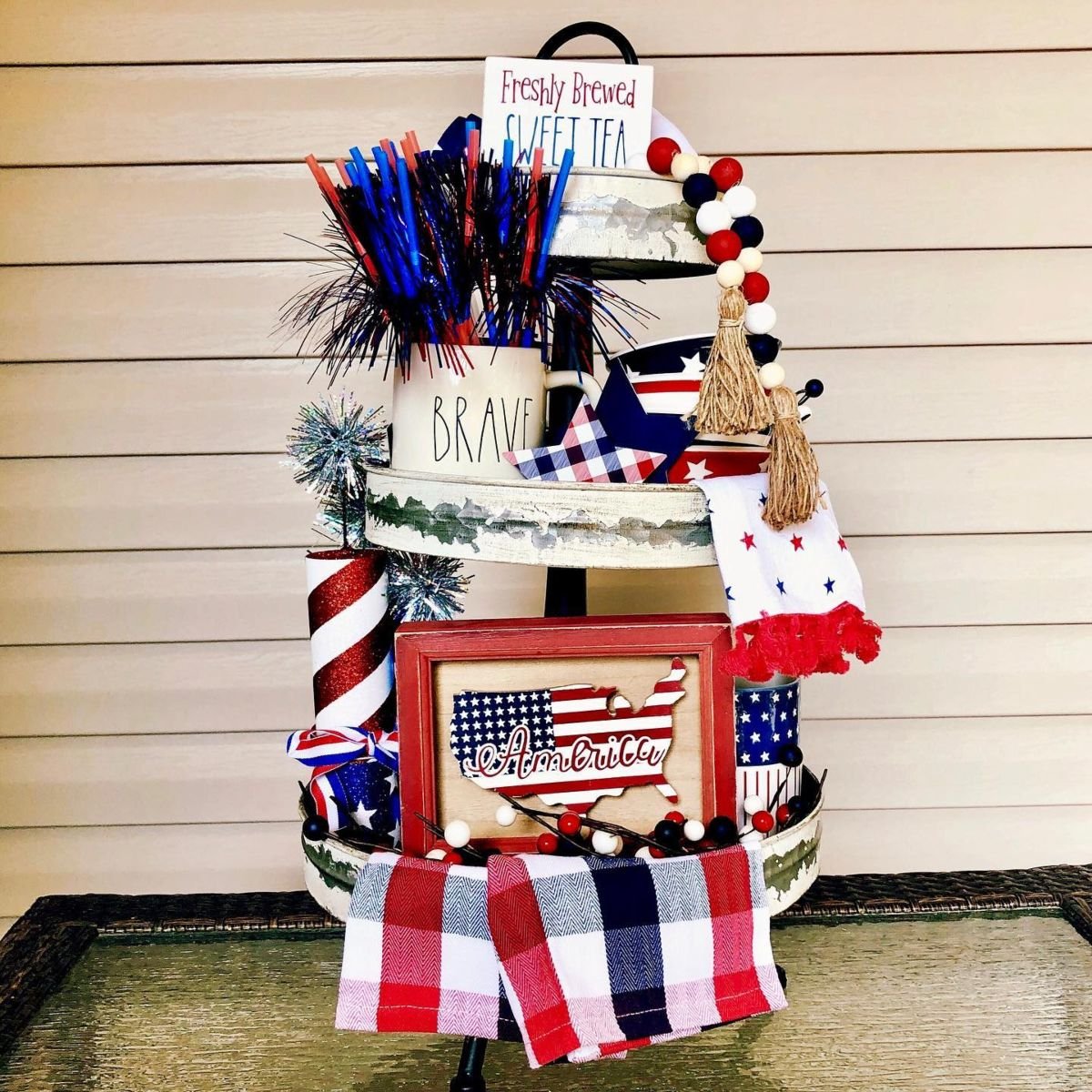 Patriotic Tiered Tray Display