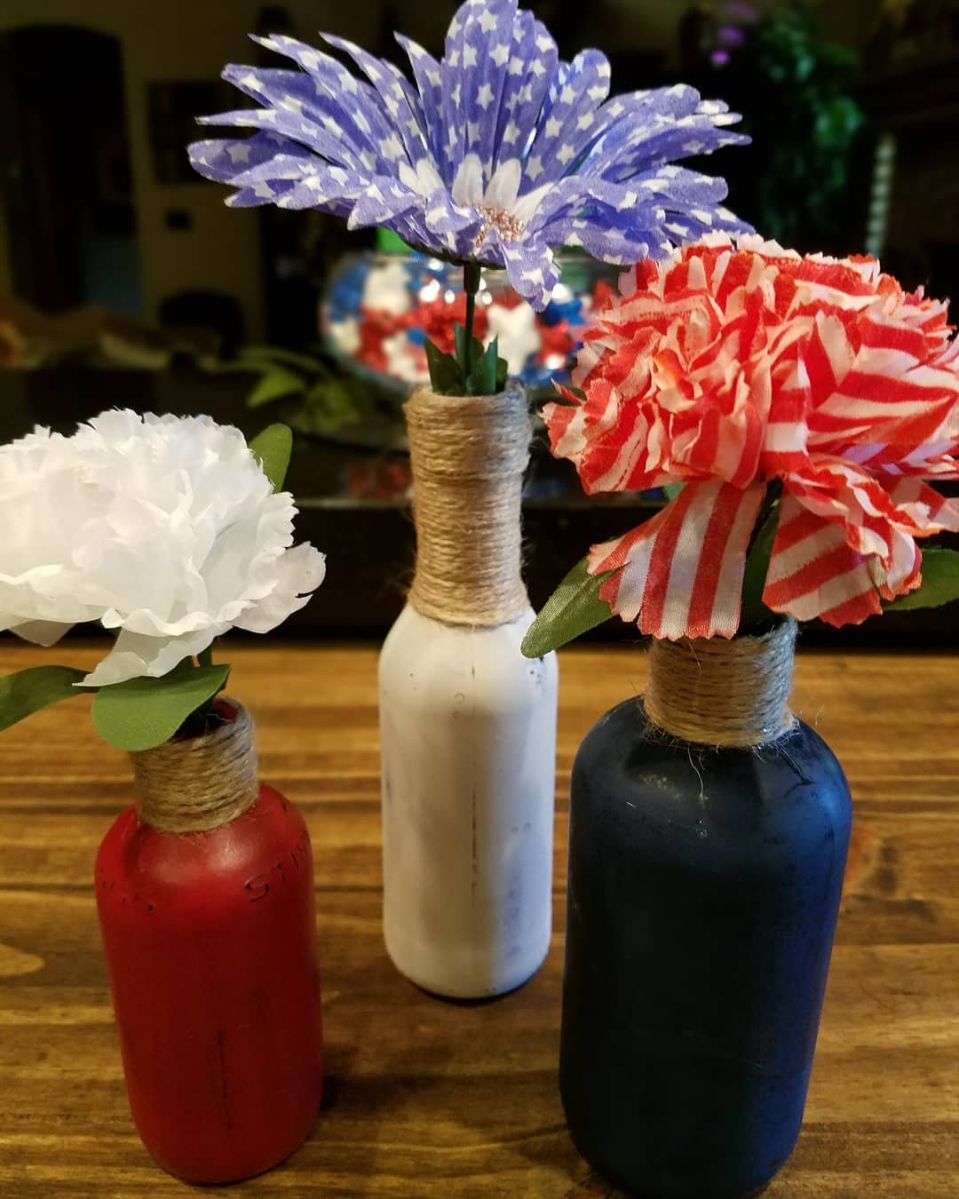 Repurposed Bottle Centerpieces