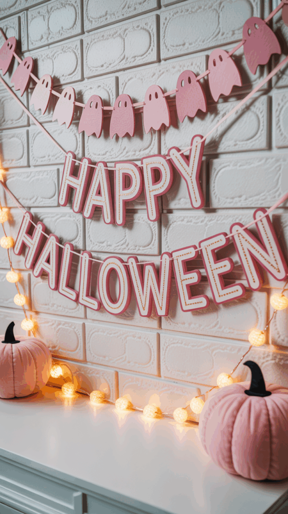 Pink Halloween Wall Banner