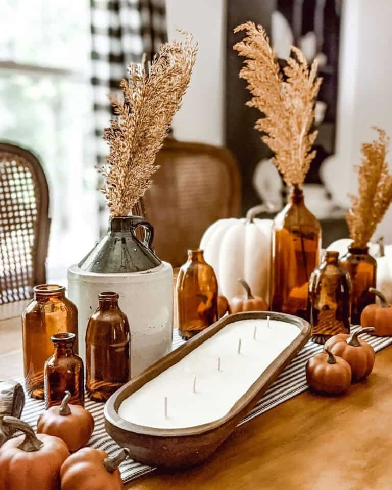 Amber Vases with Candles