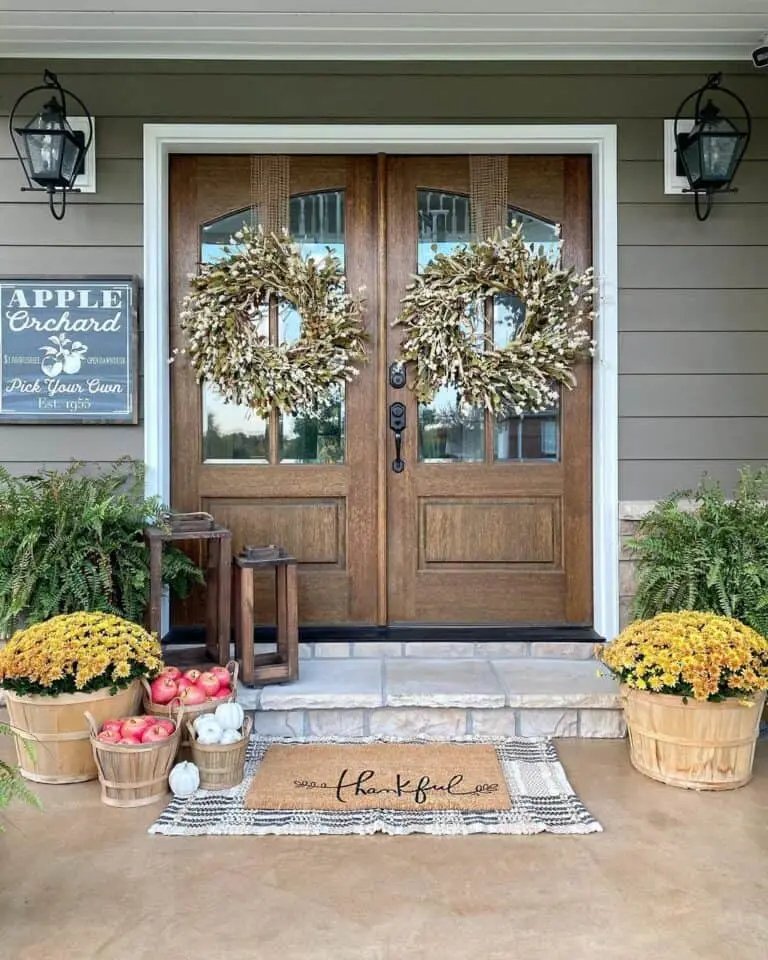 Autumn Wreaths and Yellow Mums