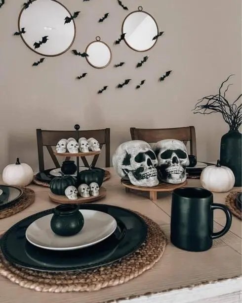 Bat and Skull Table Decor