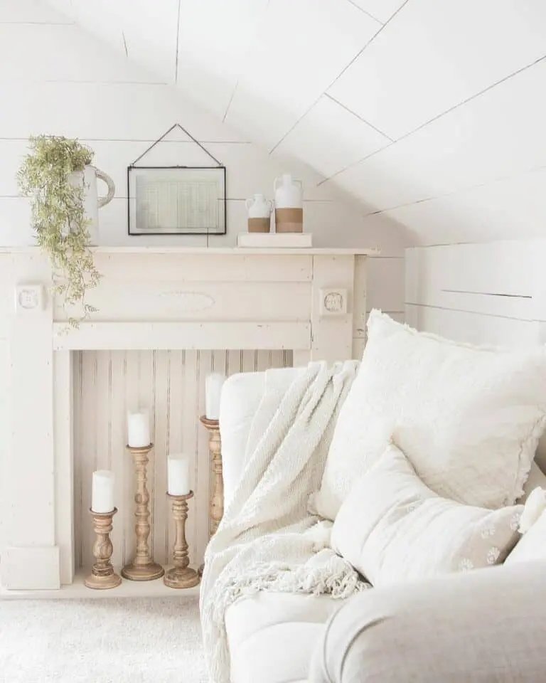 Beige Fireplace with Wooden Holders
