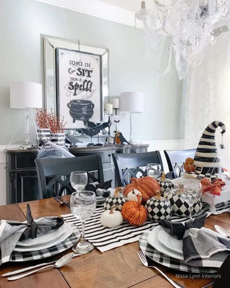 Black and White Halloween Dining Decor