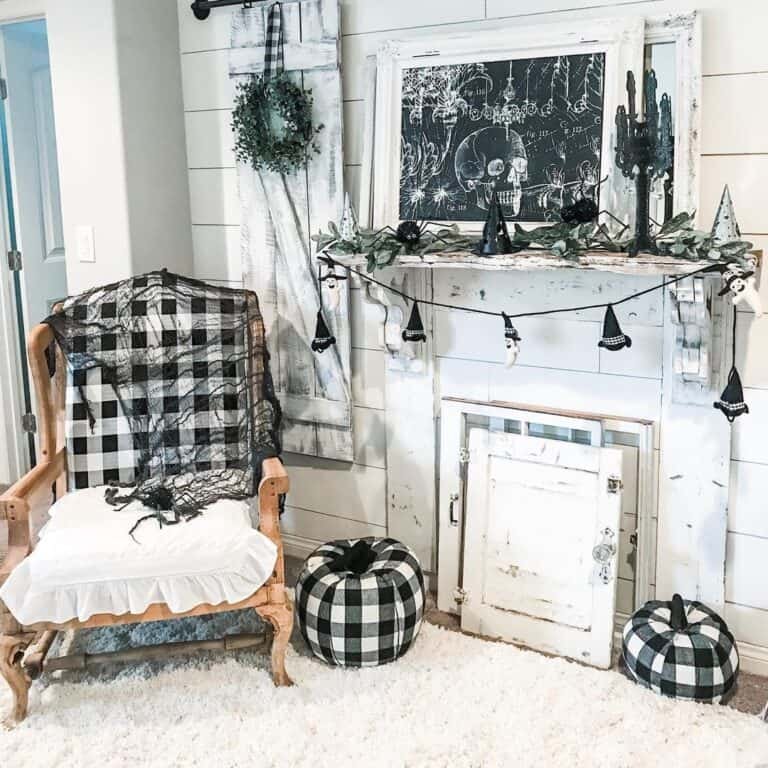 Black Decor on White Shiplap